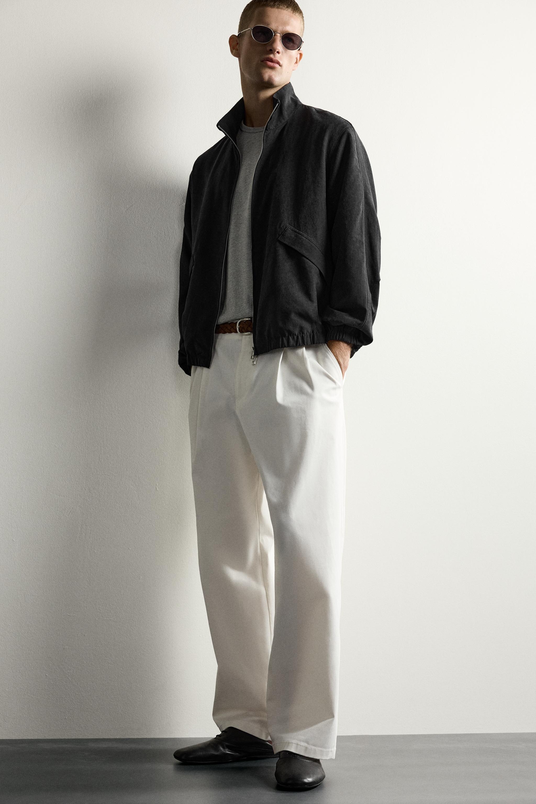 RELAXED FIT FAUX-SUEDE BOMBER JACKET